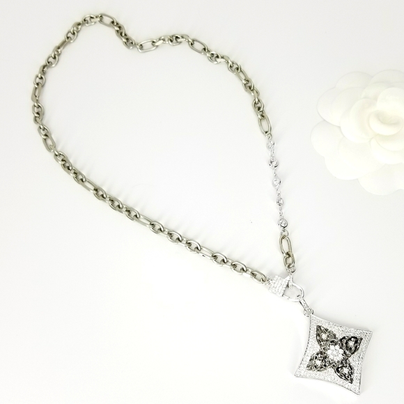 NWT Pave CZ Diamond Pendant Lock Necklace NEW - Picture 3 of 8